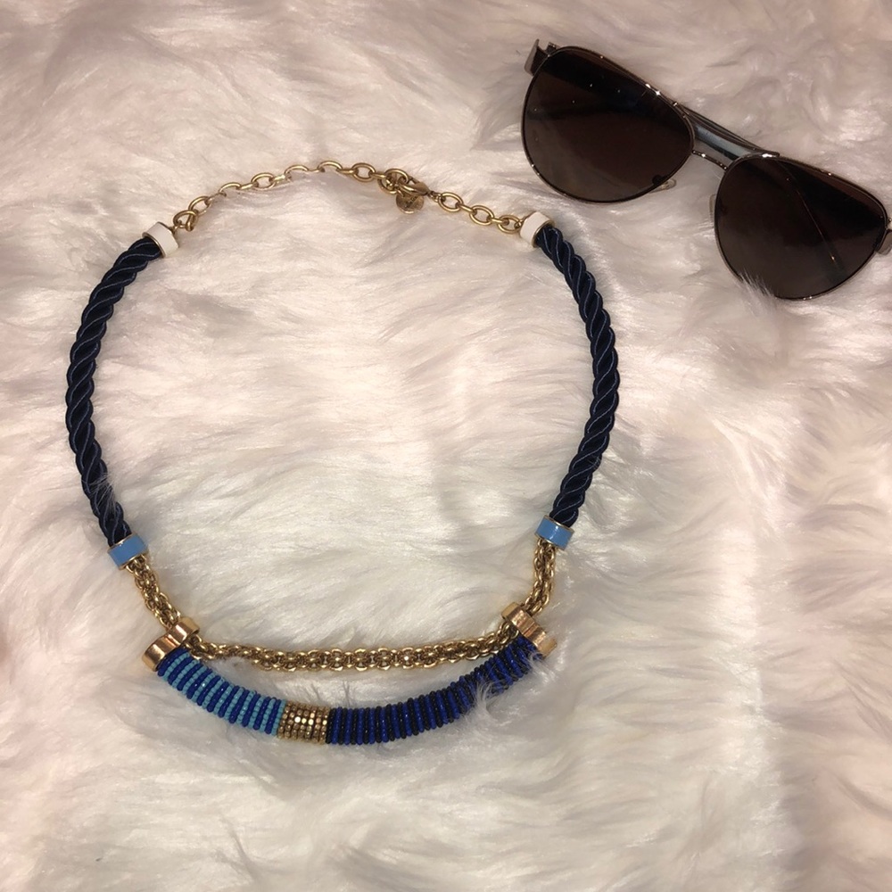Stella & Dot Navy Blue Gold Necklace
